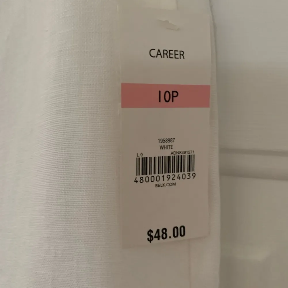 Kim Rogers Linen Drawstring Wide Leg Pants Size 10P White - Image 4