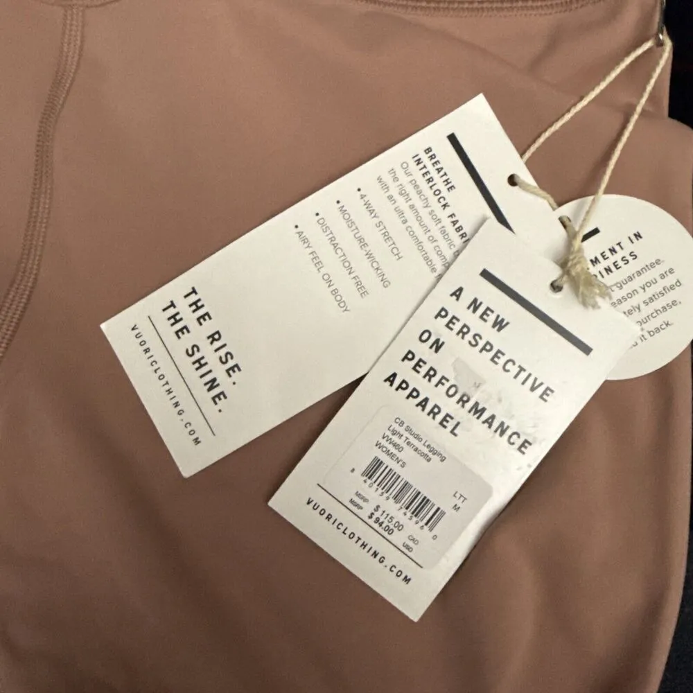 Vuori Women’s CB Studio Legging Color Block Terracotta Pink Medium New $94 - Image 3