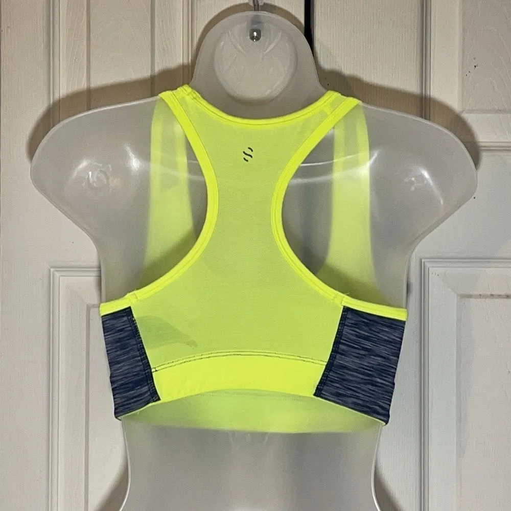 H&M Gray and Neon Yellow Racerback Sports Bra Small S - Image 7