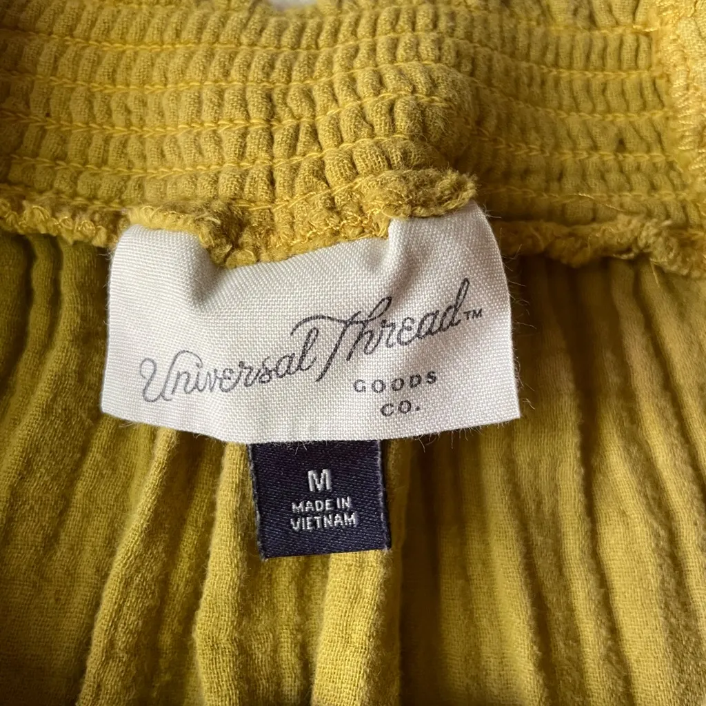 Universal Thread Smocked Gauze Yellow/Green Puff Sleeve BabyDoll Dress - Image 10