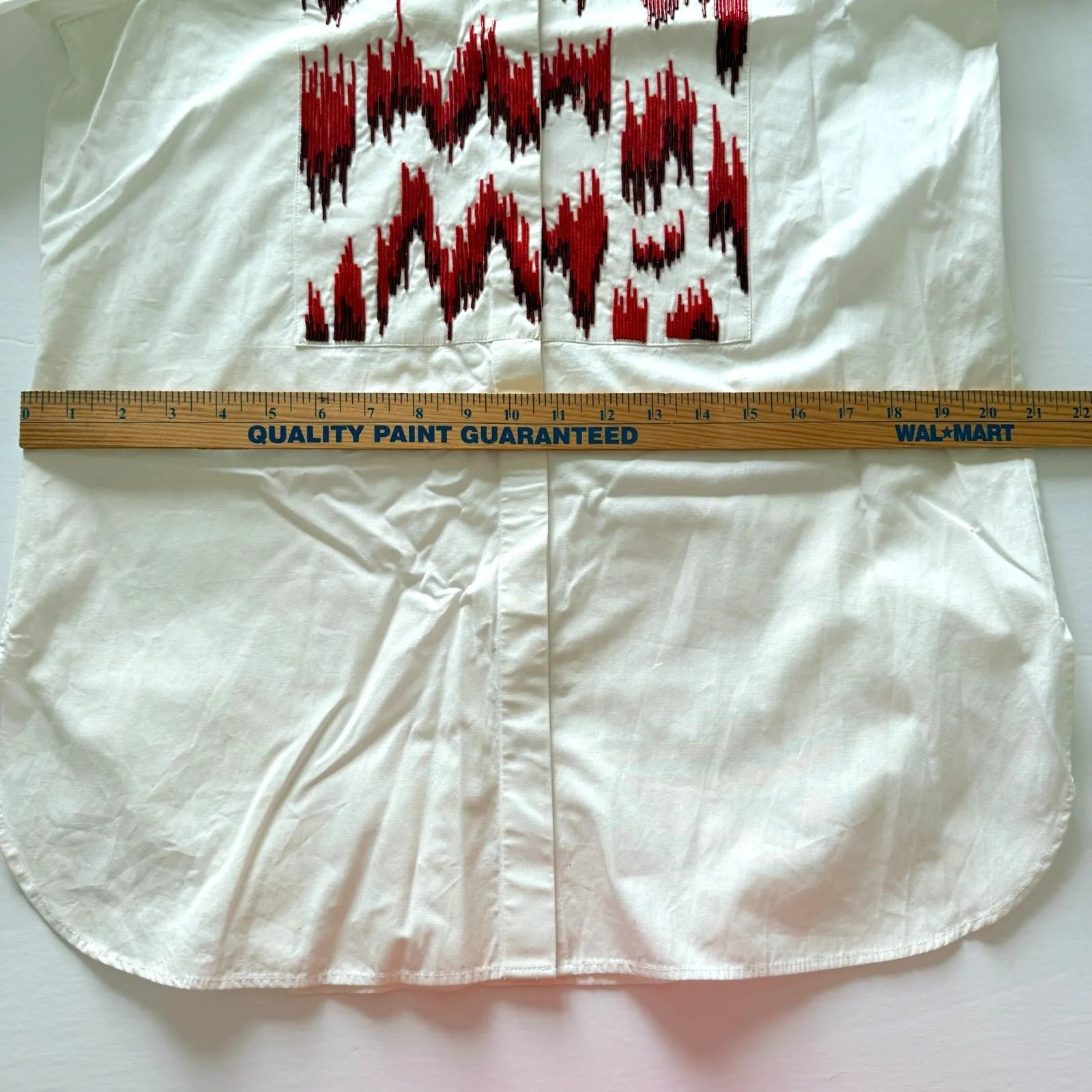 Figue White Beaded Cotton 3/4 Sleeve Button Down Collared Shirt No Sz (Flaws) - Image 6