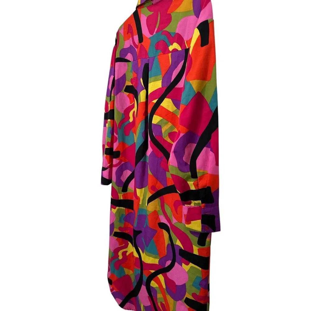 Life 4 Truth Women Multicolored Dress Long sleeve Button Up Collar Size S - Image 2