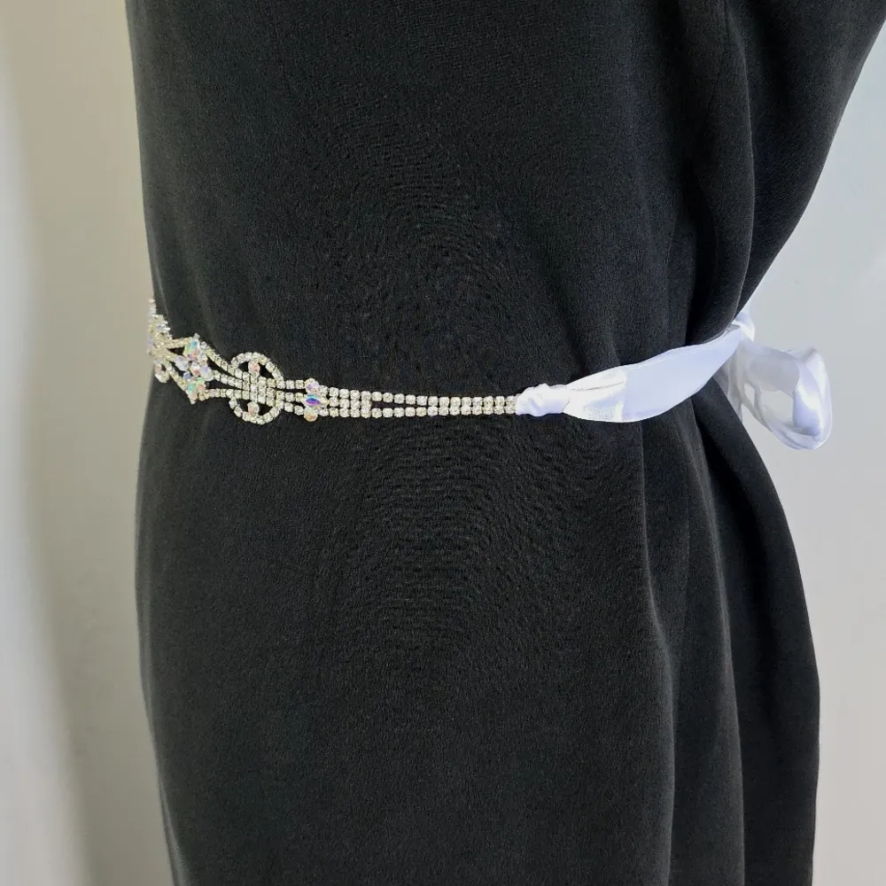 AB Rhinestone Bridal Sash Belt - Image 3