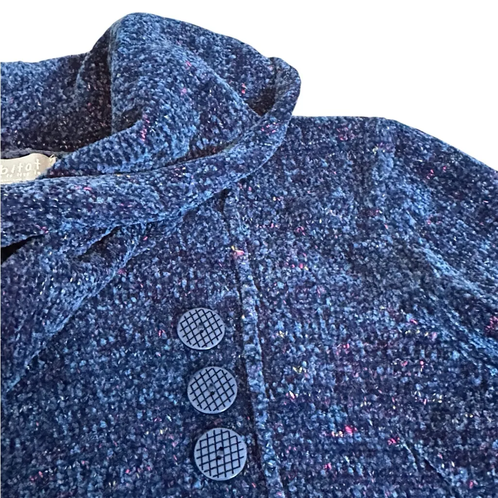 Habitat Chenille Sweater Cowl Neck Blue Artsy Casual Lagenlook Size Medium - Image 2