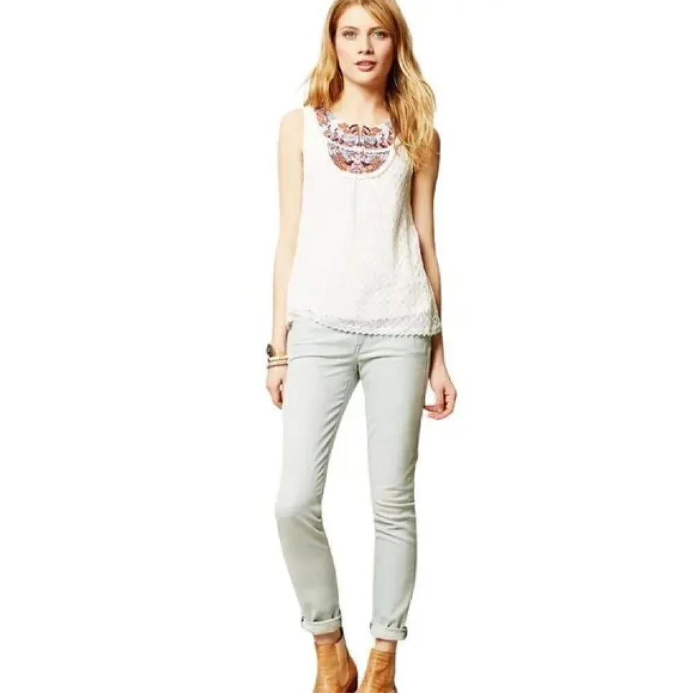 Anthropologie‎ Akemi + Kin Ara Embroidered White Lace Top, Size XS - Image 11