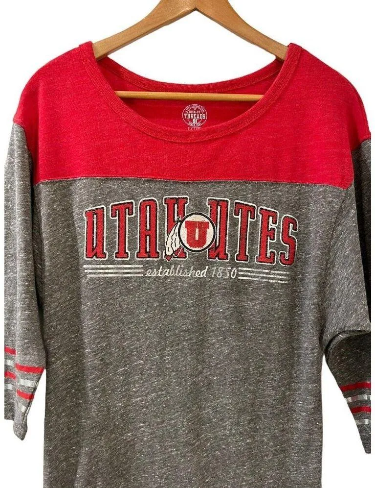 Utah UTES WOMEN'S SHIRT TEAM APPAREL SIZE SMALL NWT 3/4 Sleeve Raglan - Image 2