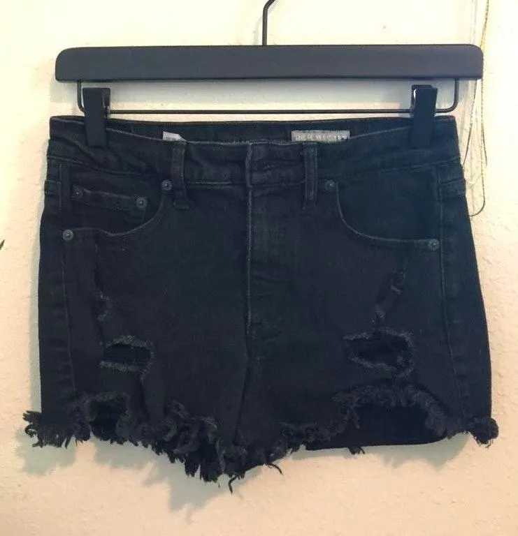 Aeropostale High Waisted Black Distressed Shorts - Image 2