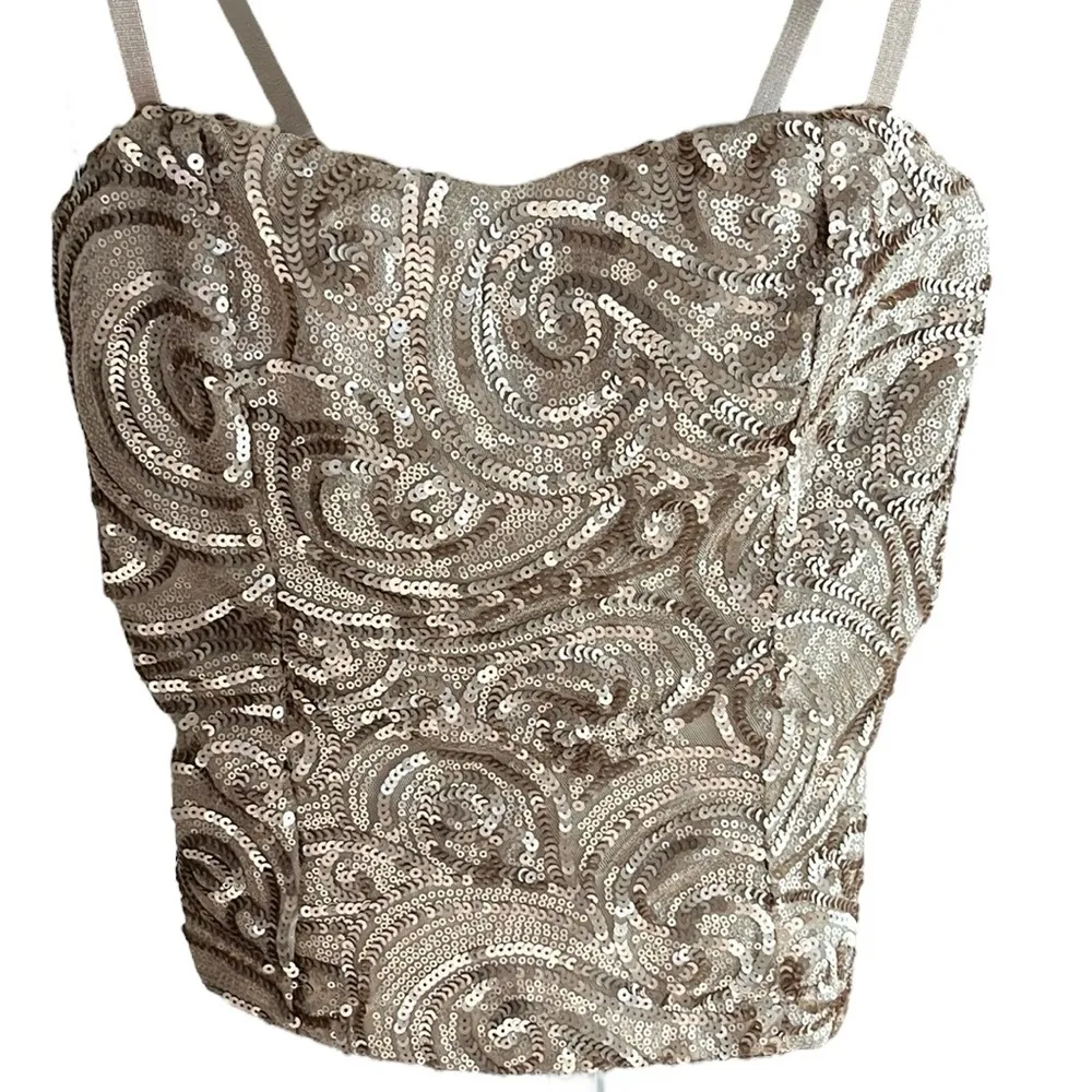 Body Central Sequined Tank Top with Smocked Back - Image 4