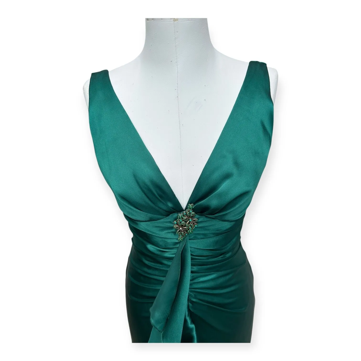 Vintage Y2K Rampage Formal Emerald Green Satin Dress Women's Size 7 Retro Glam - Image 11