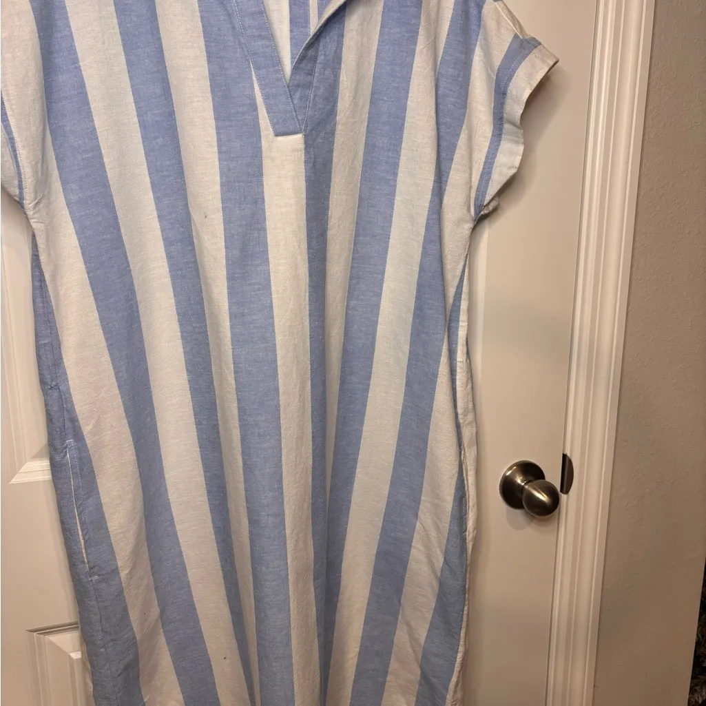 Blue and White Striped Beach Lunch Lounge Dress Size L - Image 2