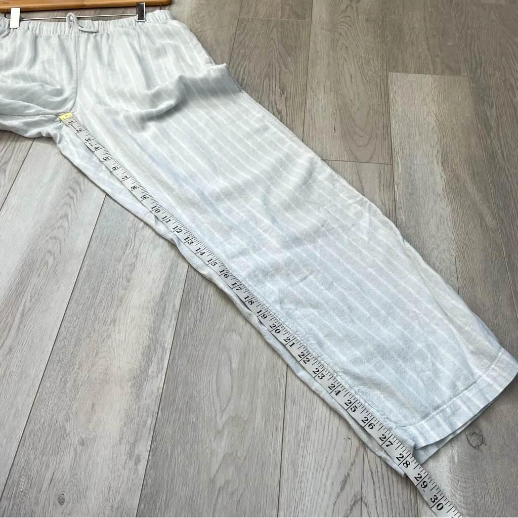 Aritzia Linen Pants striped straight leg sontag womens Blue (medium) coastal - Image 6