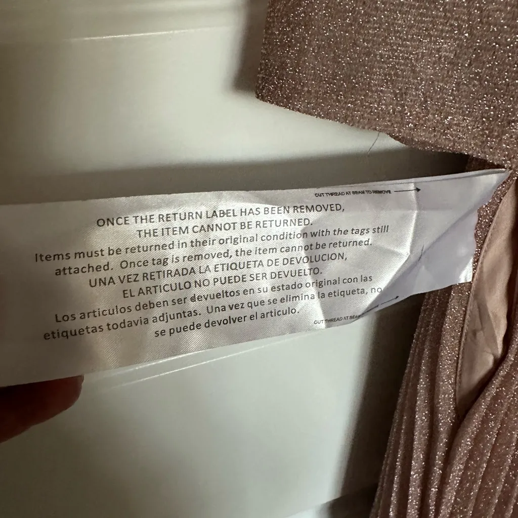 Mac Duggal Shimmering 3/4 Sleeve A-Line Midi Dress - Rose‎ Gold - 4 - Image 7