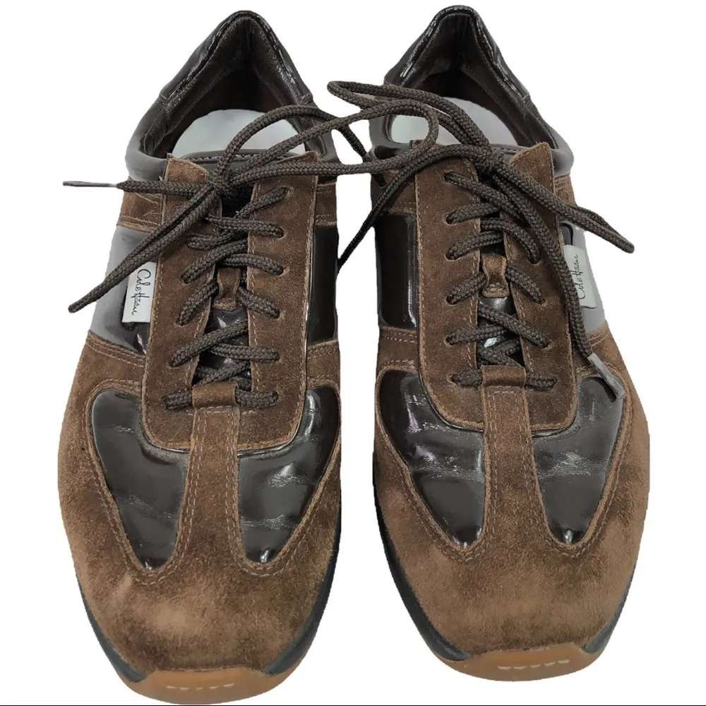 NIKE AIR Cole Haan - Suede Patent Leather Sneakers 6.5B - Image 2