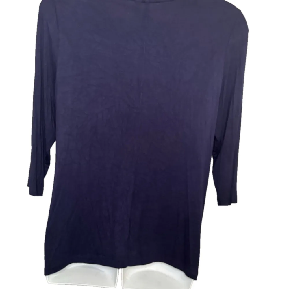 Cato Navy Blue Knit Top Plus 18/20W Scoop Neck Stretchy Casual Blouse - Image 3