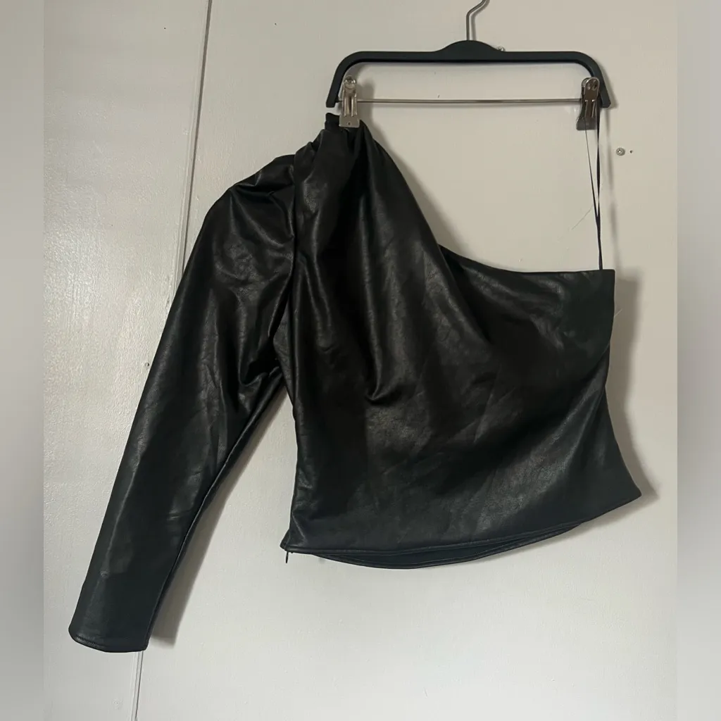 Lucy Paris Black Faux Leather Top - Image 4