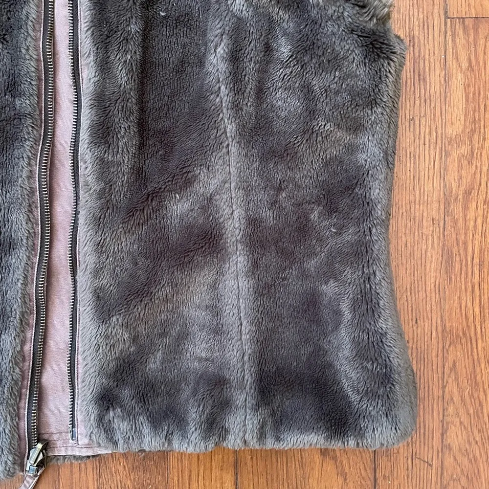 Tribal Reversible Faux Fur & Denim Vest in Chocolate Brown - Image 16
