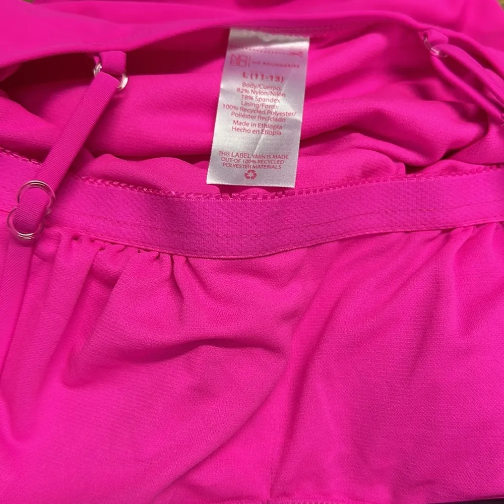 No Boundaries Juniors Large Pink One Piece Swimsuit Adjustable Spaghetti Strap - Image 9