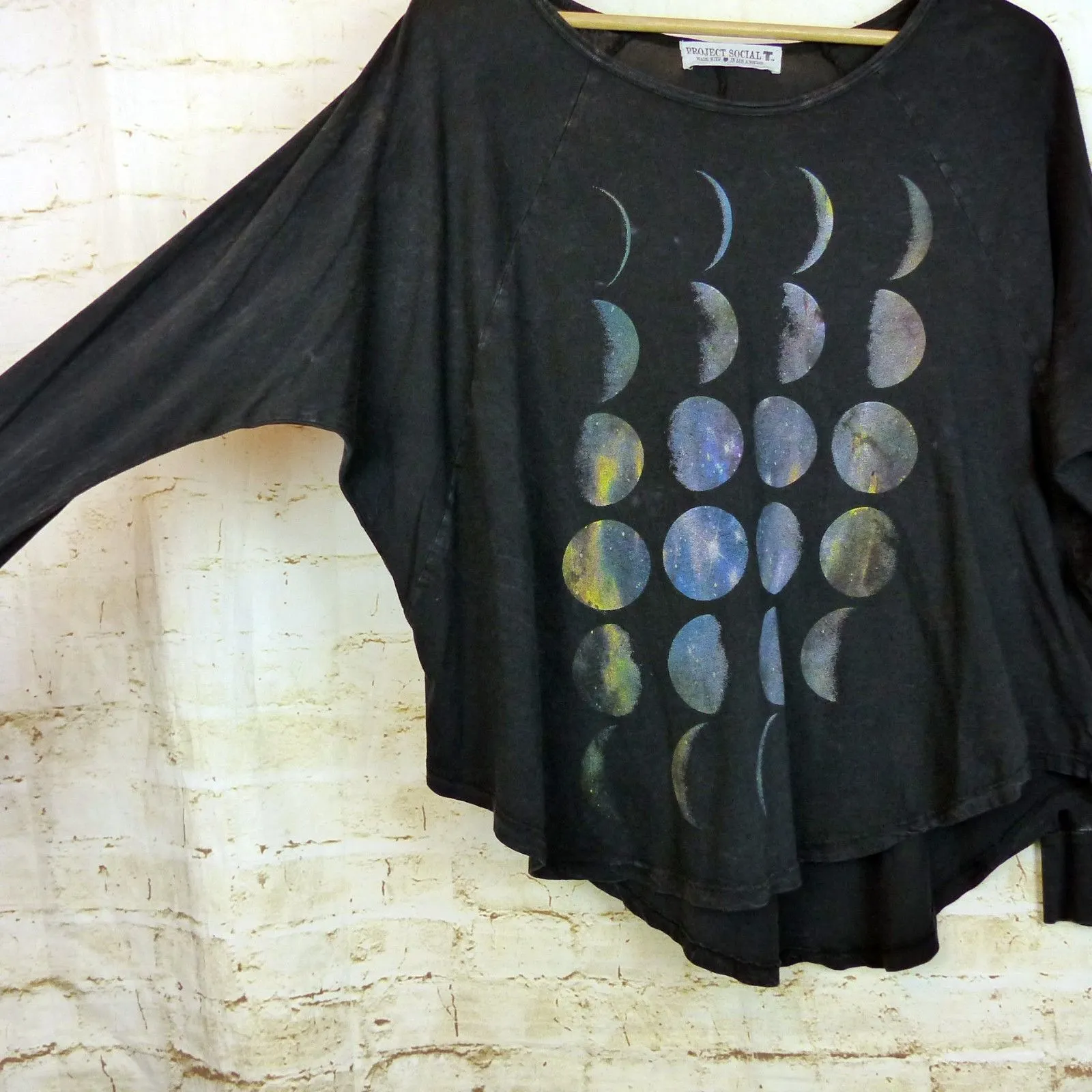 Project Social T Shirt Women S Relax Black Moon Phase Long Sleeve USA Boho Rock - Image 6