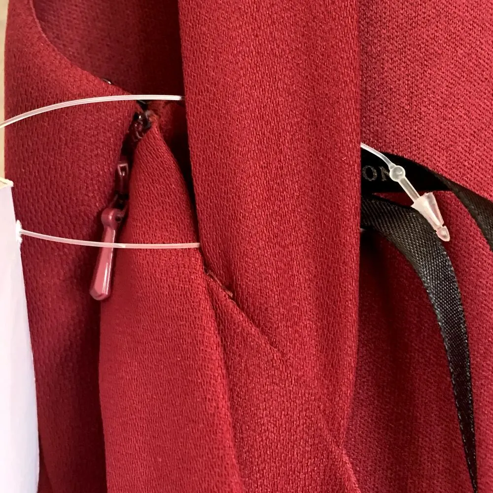 NWT Dessy Collection High Neck Backless Crepe Trumpet Gown in Burgundy 3039 Red Size 4 - Image 6