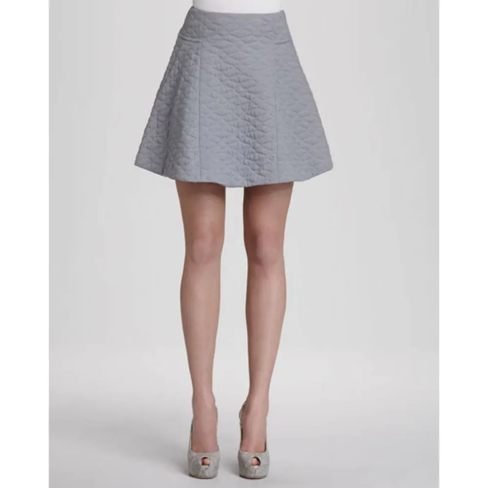 Theyskens' Theory Seedo Quilted Grey A-Line Skirt-0 - Image 3