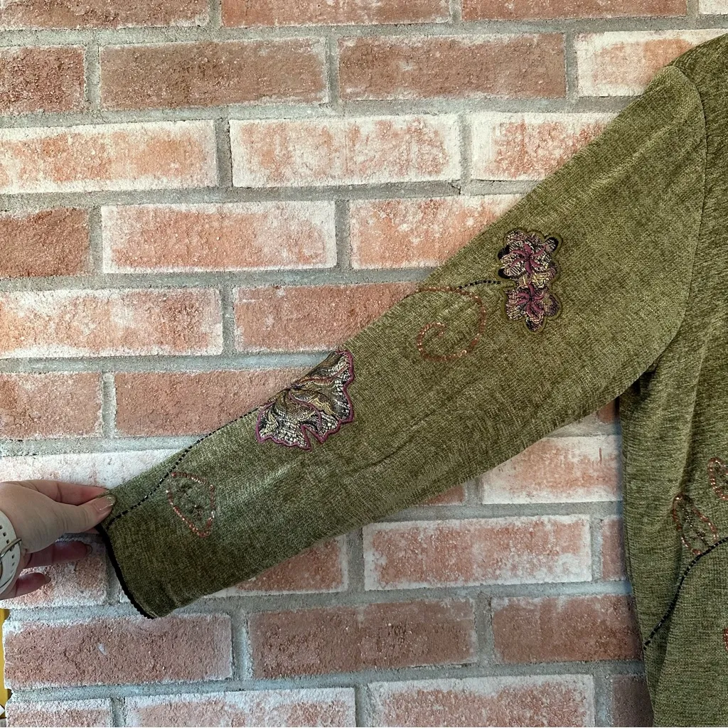 Indigo Moon Vintage Embroidered Jacket Women’s Medium Green Forest Witchy Boho - Image 4
