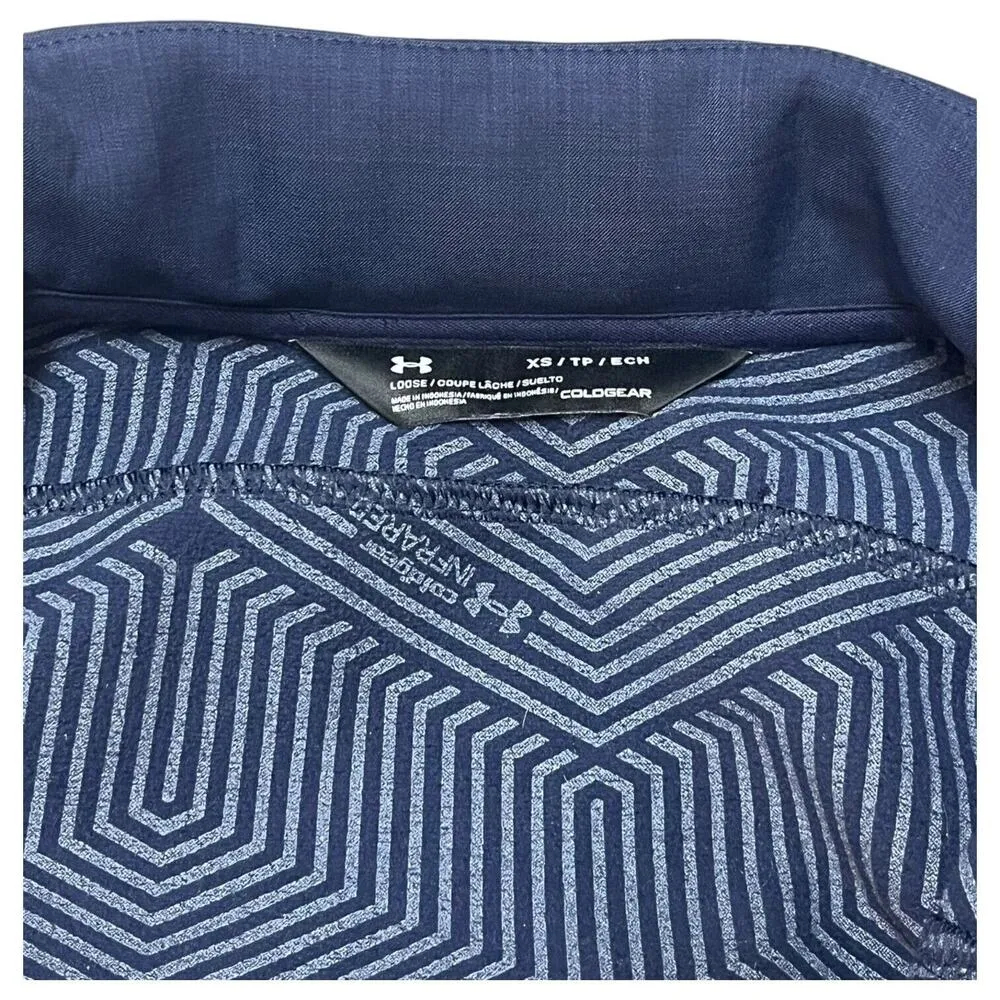 Under Armour Jacket Womens XS Loose ColdGear Pockets Full Zip Hoodie Sporty Blue - Image 6