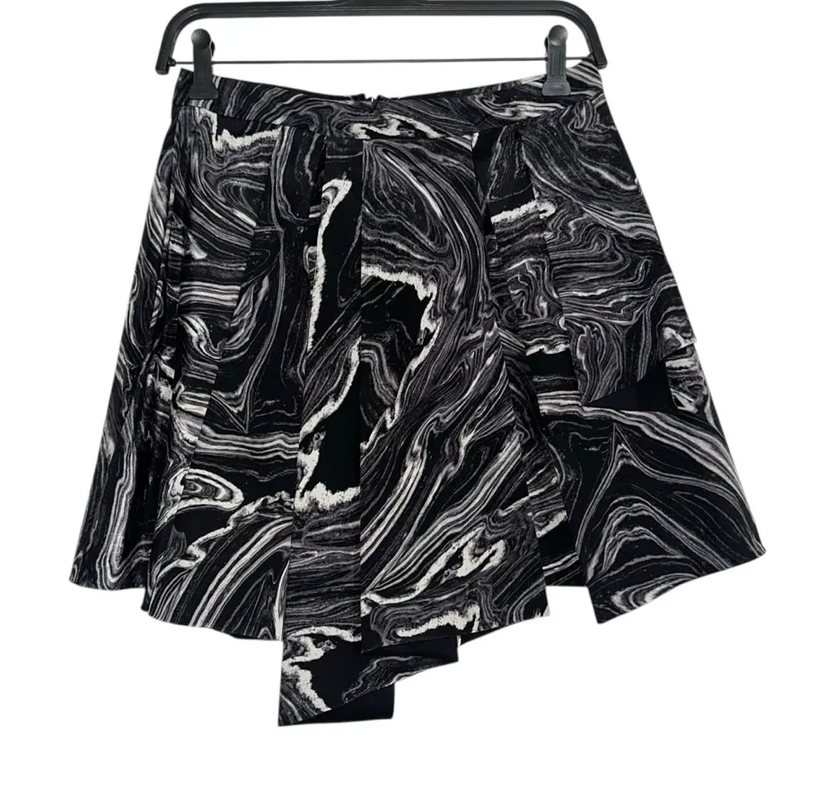 Robert Rodriguez Silk Marble Print Monochrome Patterned Pleated Mini Skirt 4 - Image 1
