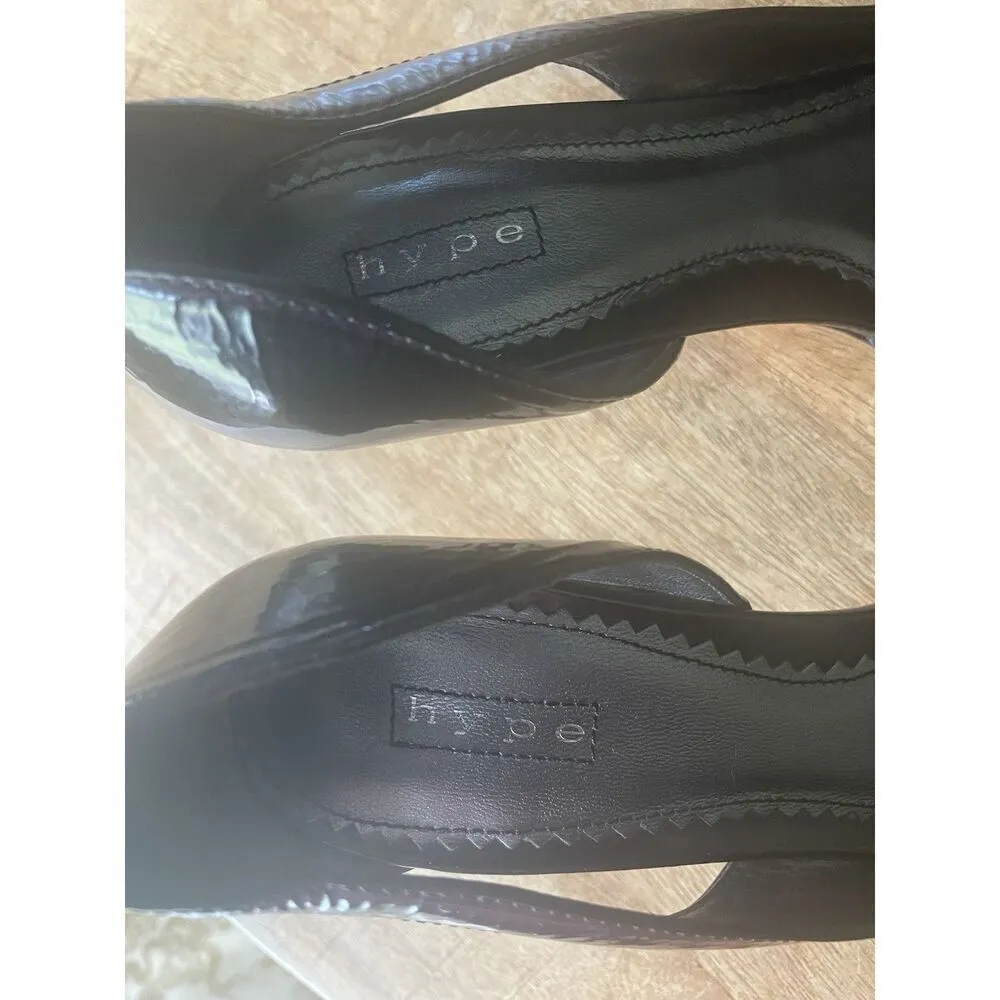 Vintage HYPE Women's Hand Crafted Patent Leather Pointed Toe Heels Black Size 7 - Image 6