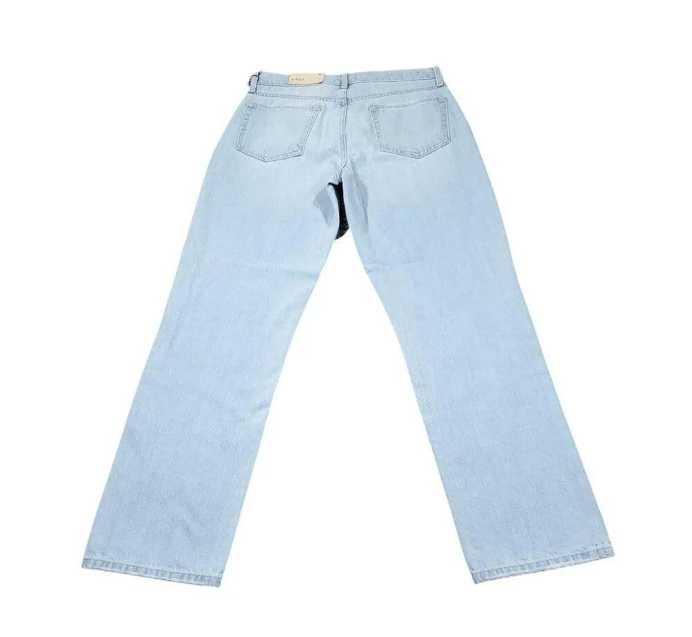 NYDJ Charlotte Relaxed Straight Leg Jeans Light Wash Blue Ripped Size 26 - Image 3