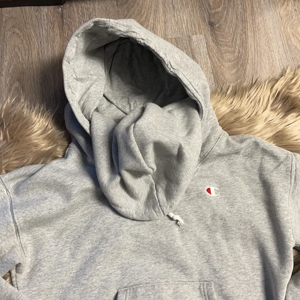 Retro Double Hooded Cropped Sweatshirt/Hoodie Small - Image 8