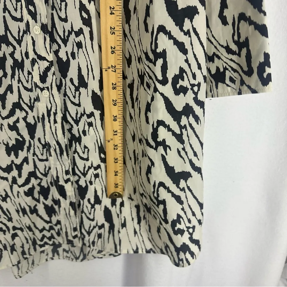 NWT H&M Long Sleeve Button Up Shirt Dress Abstract Print Womens Large Blk/White - Image 4