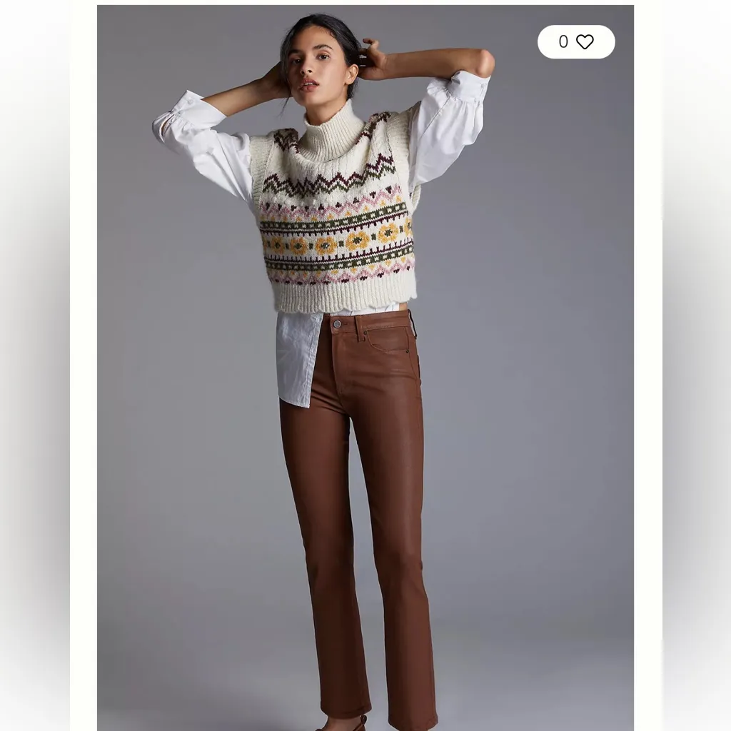 Anthropologie PAIGE Cindy High Waist Brown Coated Skinny Jeans Sz 28 - Image 3