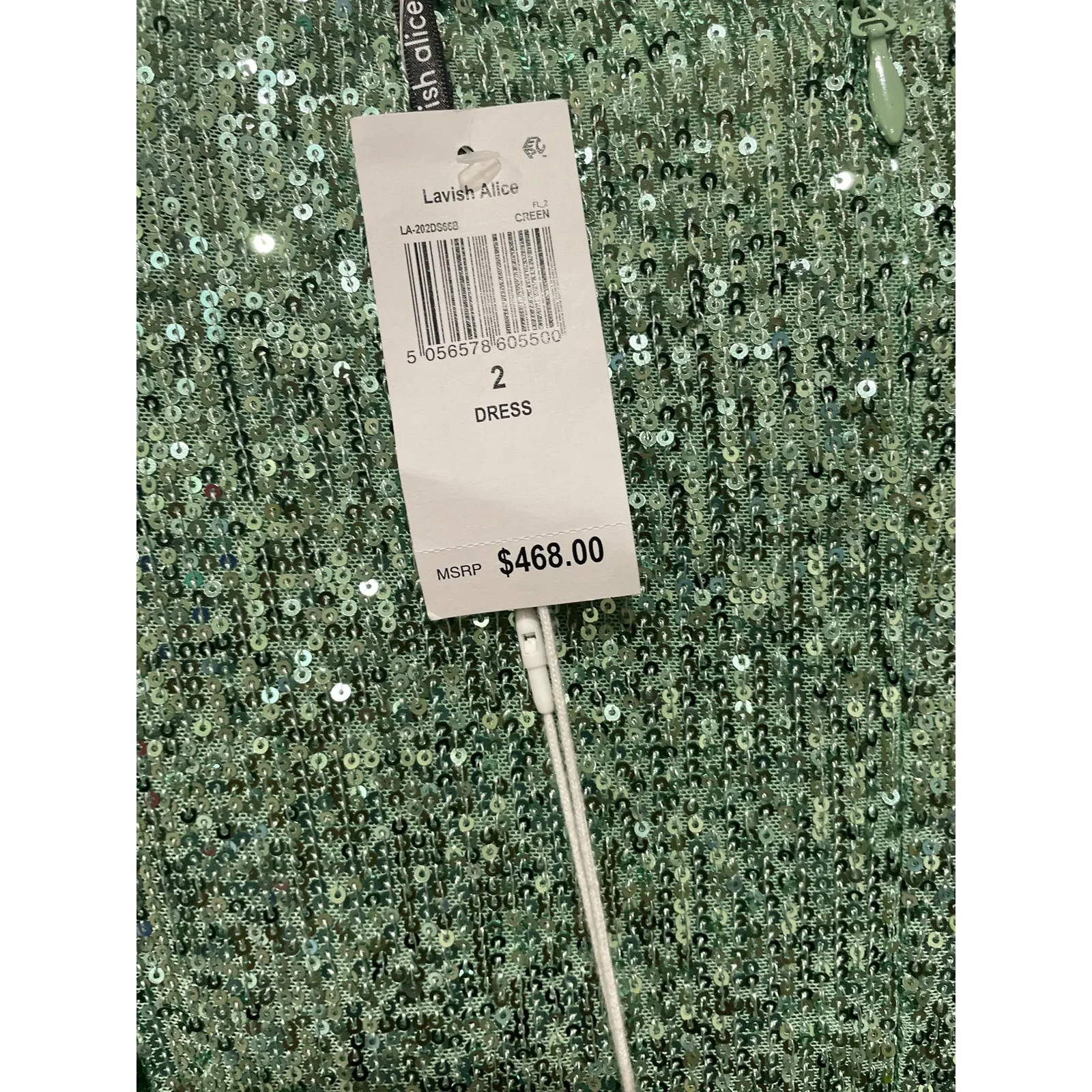 LAVISH ALICE‎ SEQUIN FEATHER EMBELLISHED MIDI DRESS SAGE Size 2 - Image 9