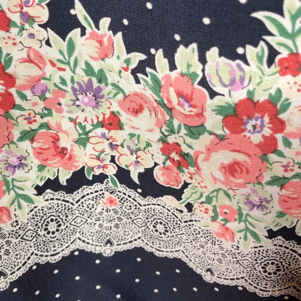 Sage Large Navy Blue Polka Dot Floral Midi Dress - Image 4