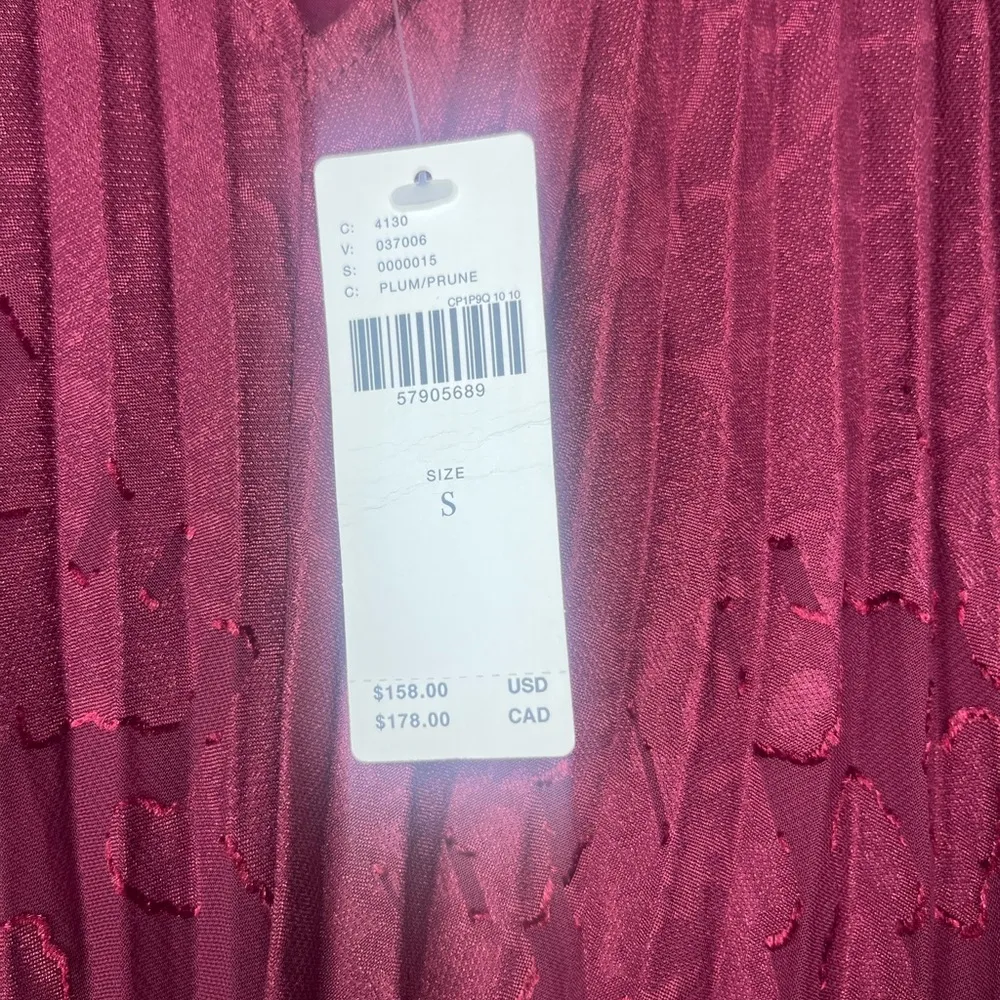 NWT Anthropologie Toulon BellSleeve Pleated Burnout
Mini Dress Plum Size s - Image 6