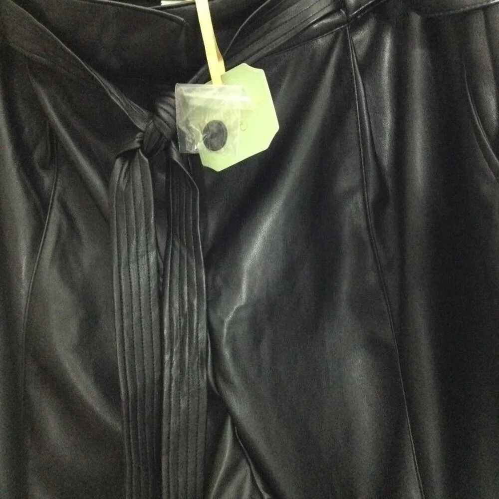 Ryegass Faux Leather Belted Straight Pants Black Quiet Luxury Minimalist Chic Size 20W - Image 7