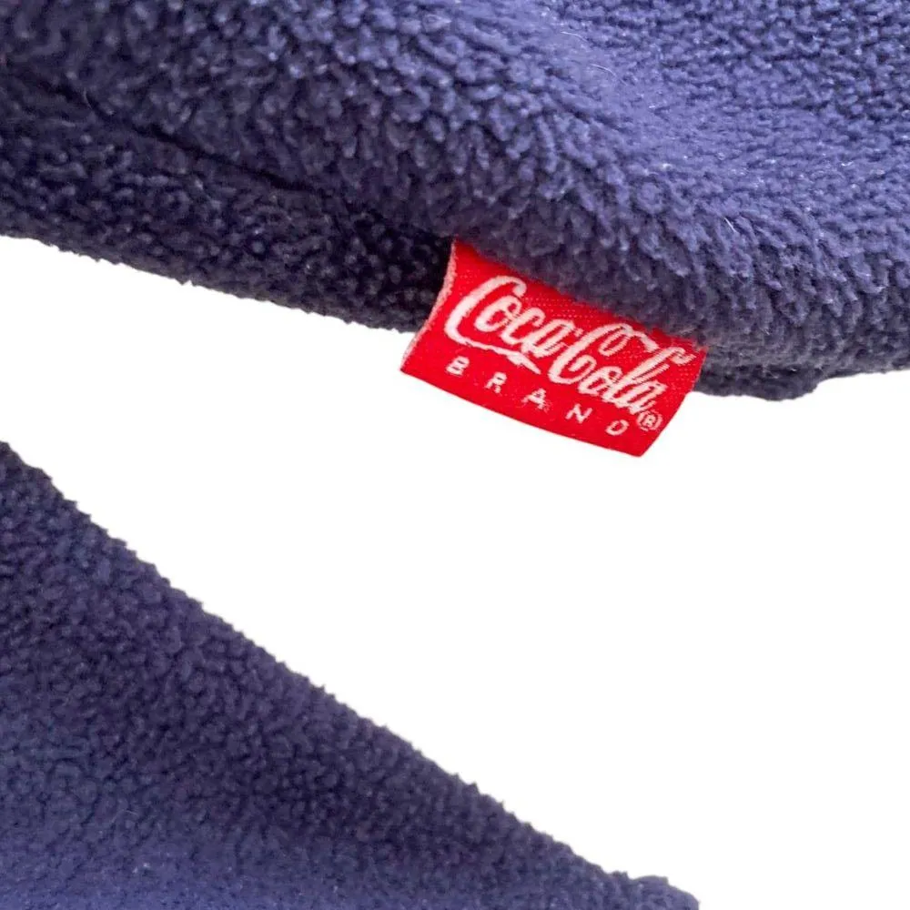 Vintage Y2K Coca Cola Blue Red Embroidered Fleece Crew Neck Sweatshirt Sz Medium - Image 11