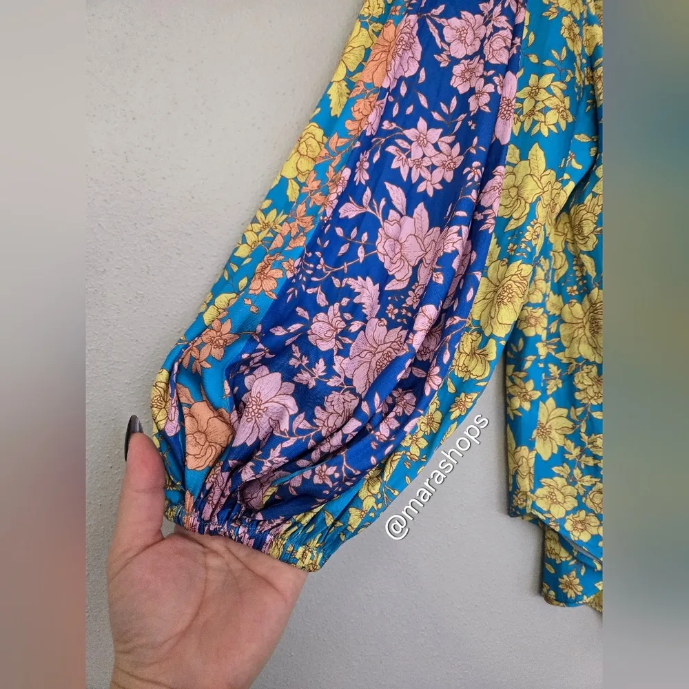 Current Air Floral Colorblock Cuffed Blouse - Image 3