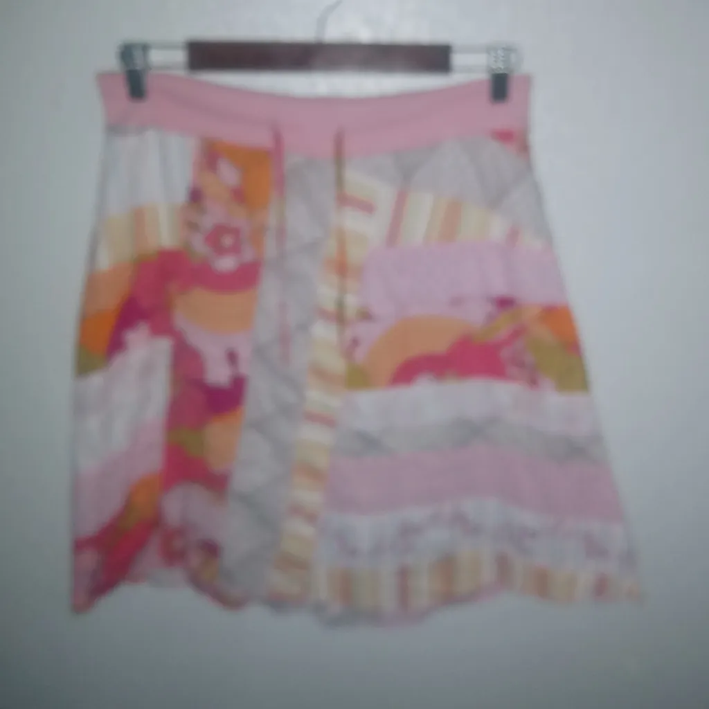 Billabong  M Boho Summer Cotton Pink Patchwork Mini Skirt - Image 4