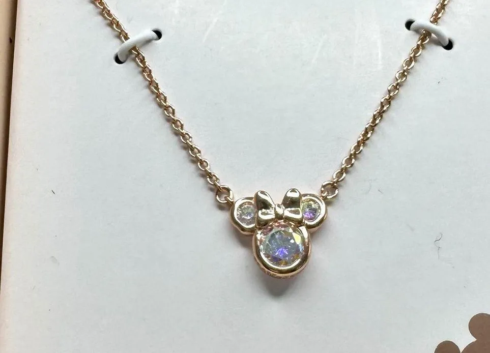 Disney Minnie Mouse Gold Flash Plated Necklace Rose Gold NEW - Image 4