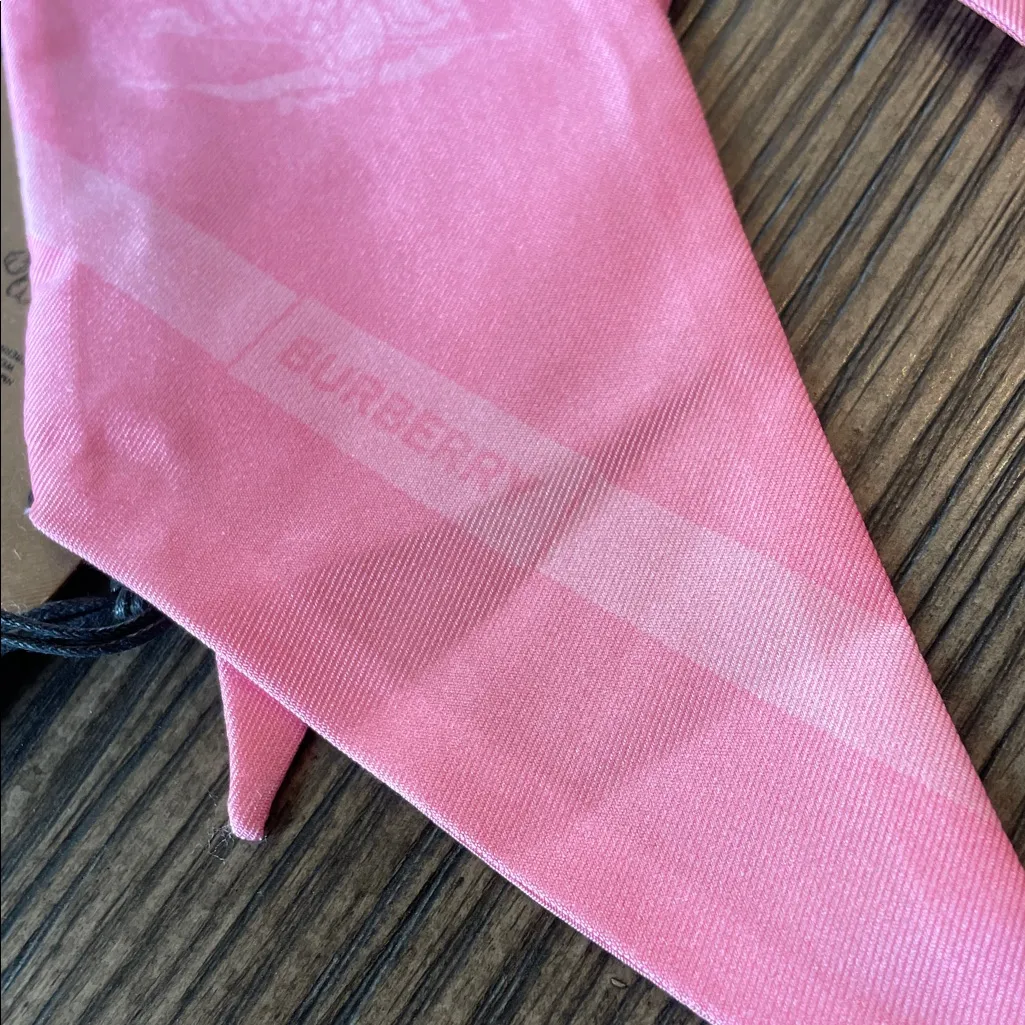Burberry Silk Skinny Scarf Bubble Gum Pink NWT - Image 8