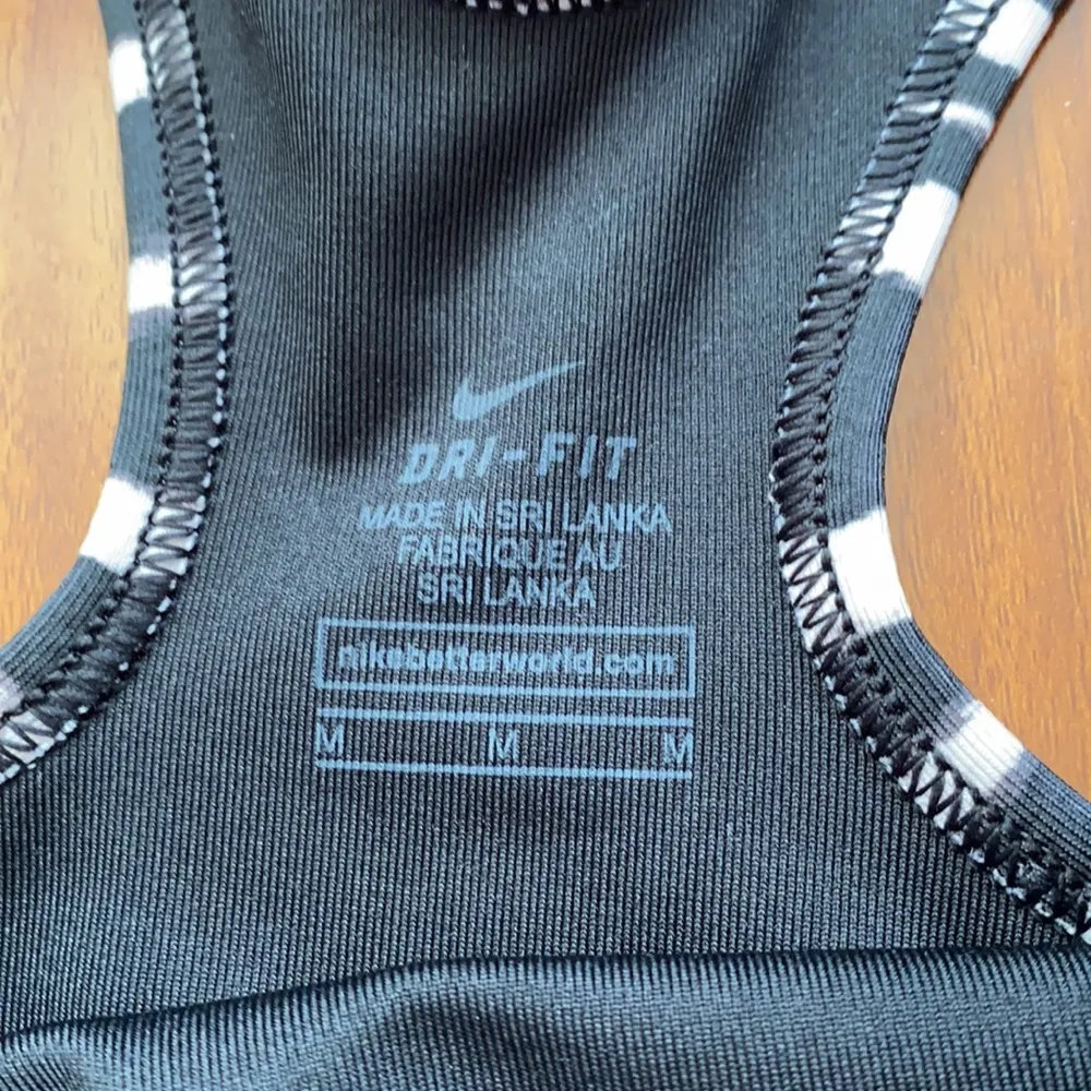 Nike Black & White Striped Dri-Fit Sports Bra - Image 3