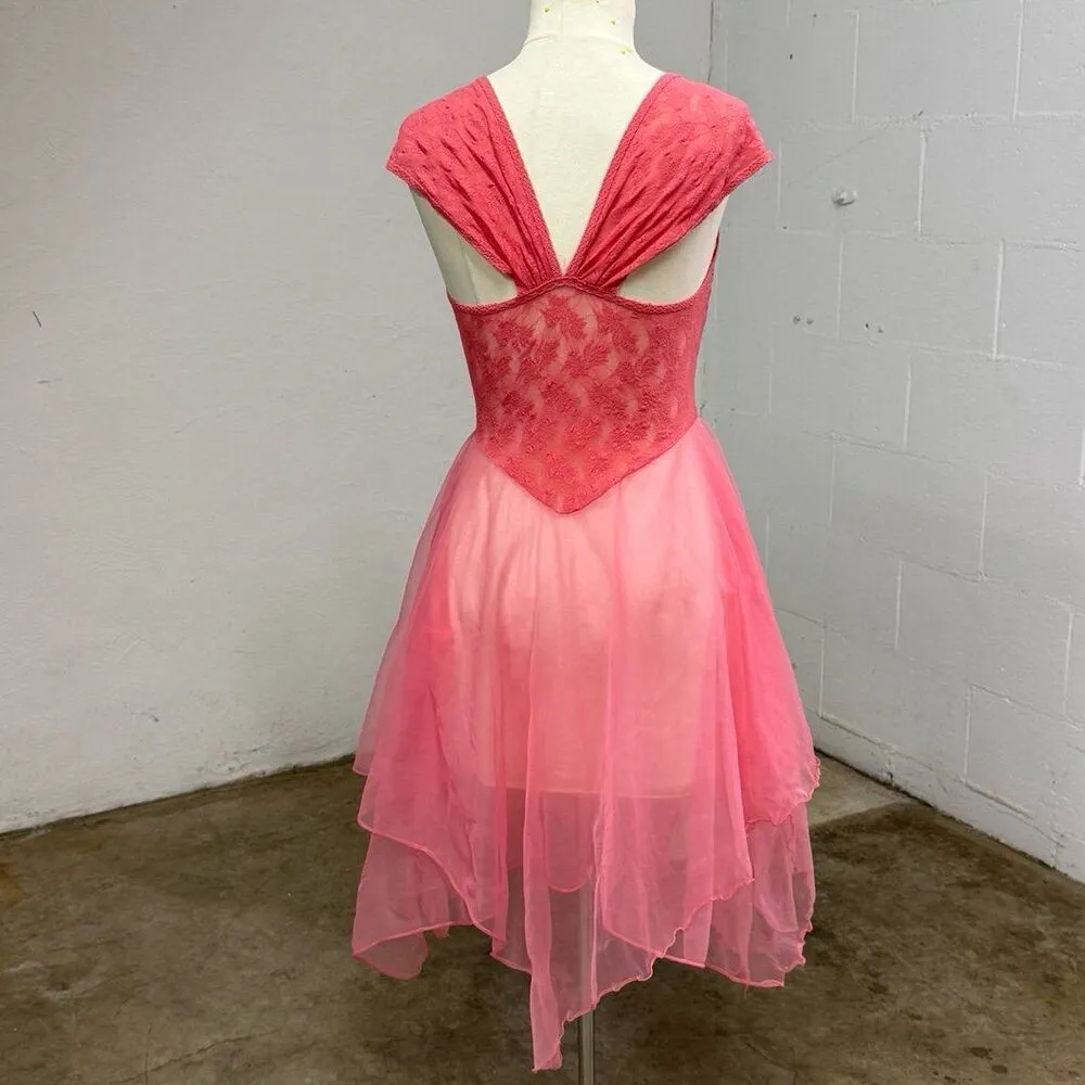 Vintage coquette Princess ballet core dainty pink cap sleeve dress - Image 2