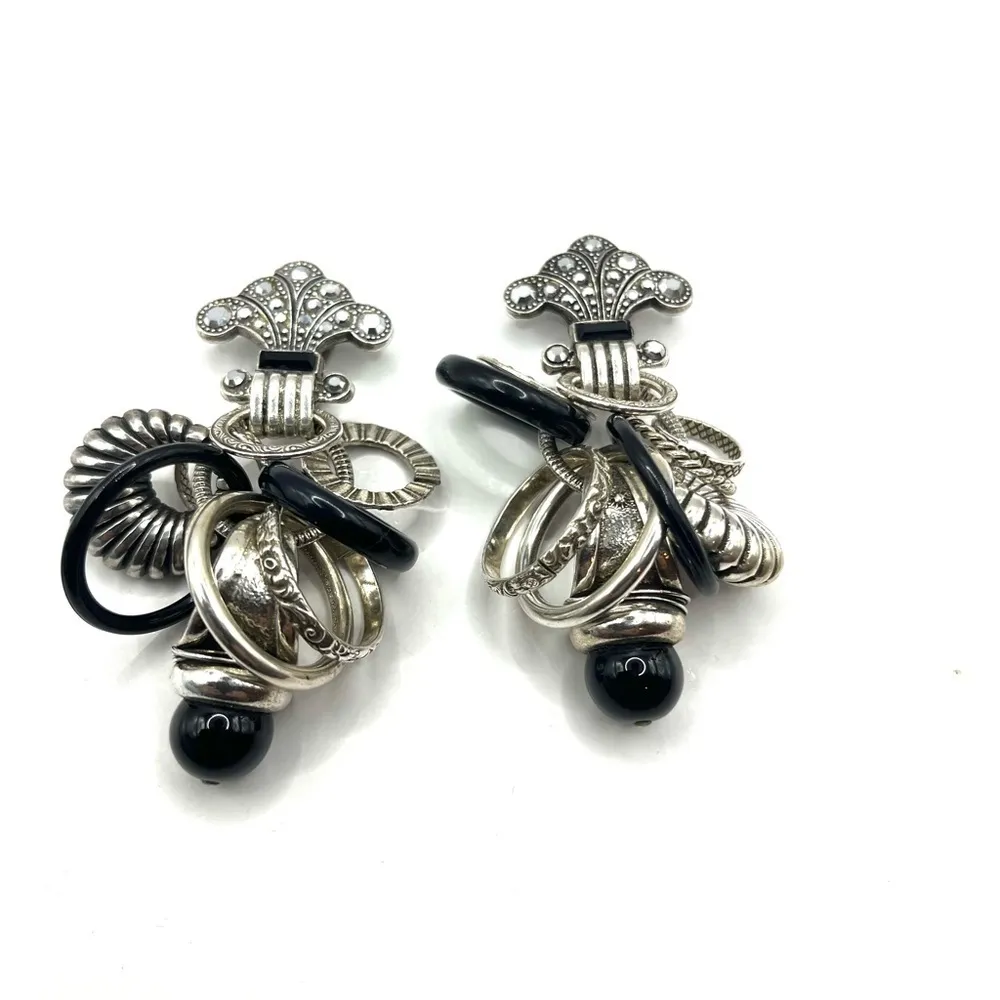 St Tropez Signed Ring Charms Dangling Earrings Designer Runway Coutu… - Image 2