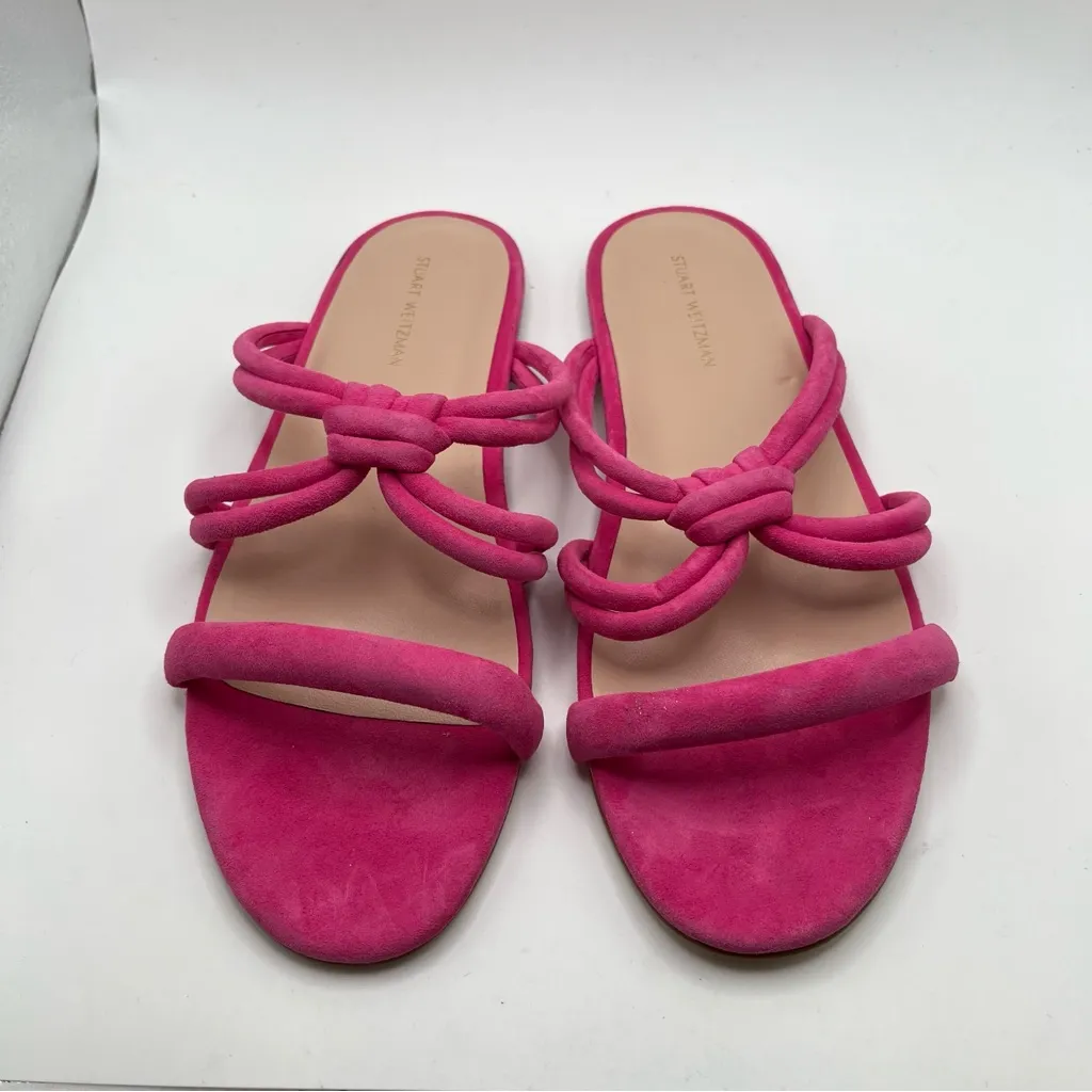 NWOB Stuart Weitzman Twist Knot Sandal in Pink flat slip on Size 8 - Image 3