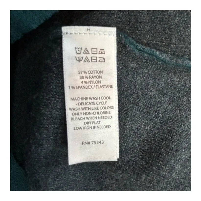 Adrienne Vittadini Two-Tone Green Sweater Dress Small Long Sleeve Knee Length - Image 9