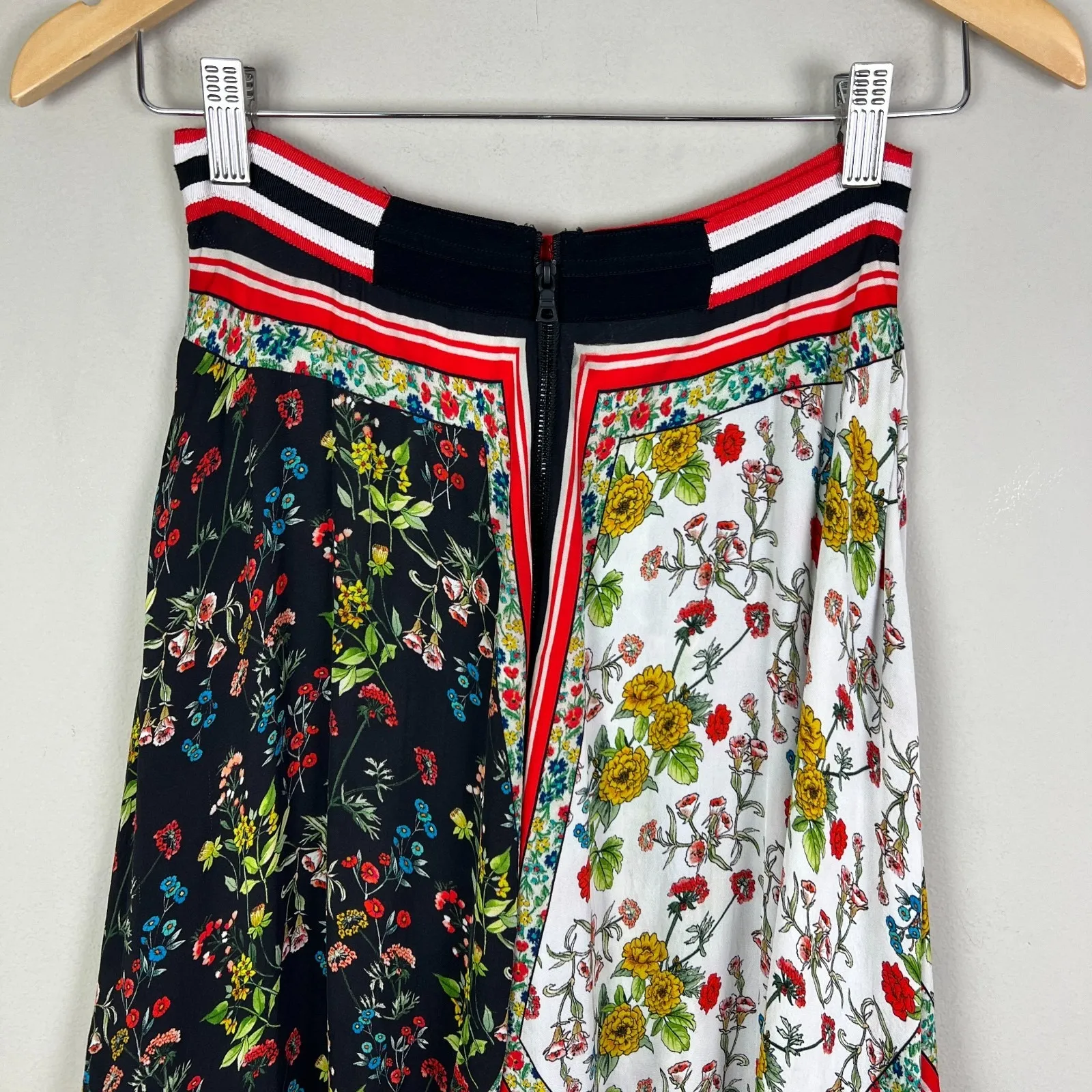 Y2K Alice + Olivia Midi Skirt 2 Multicolor Floral Tiered Handkerchief Hem Maura - Image 8