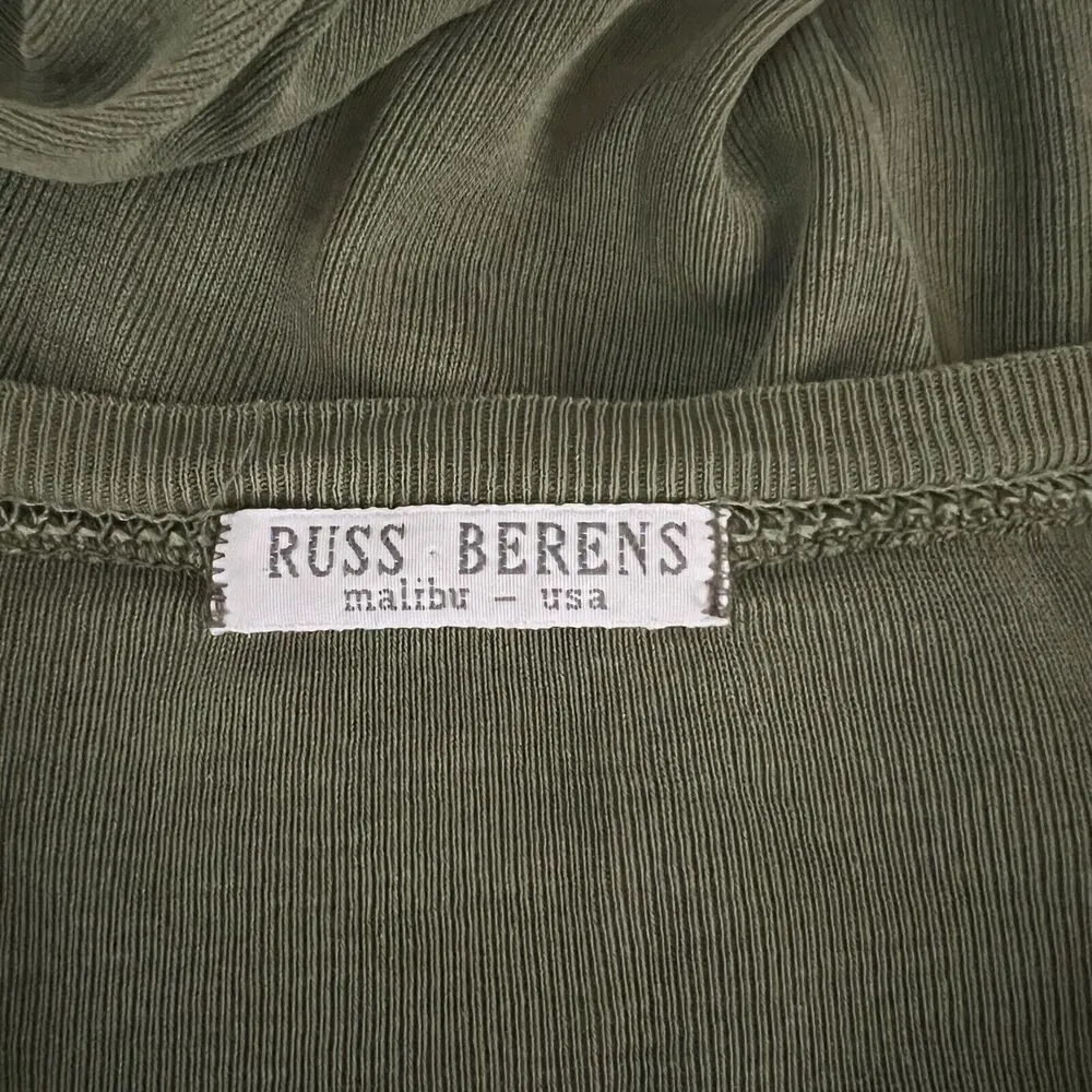 Russ Berens Shirt Women XS Olive Green Basic Layering Neutral Minimalist Vintage - Image 5