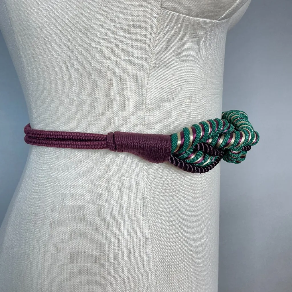 Vintage Cord Belt Twisted Braided Stretch Women Green Wine Gold 70s 80s Dramatic - Image 9
