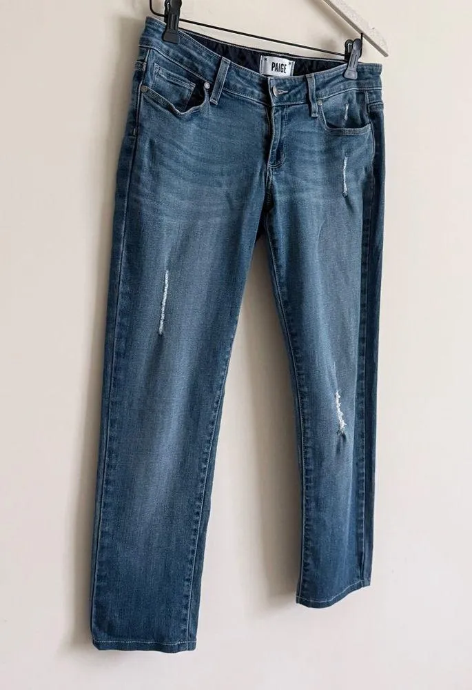 Paige Distressed Cropped Jeans Womens 25 Medium Blue Wash - Image 3